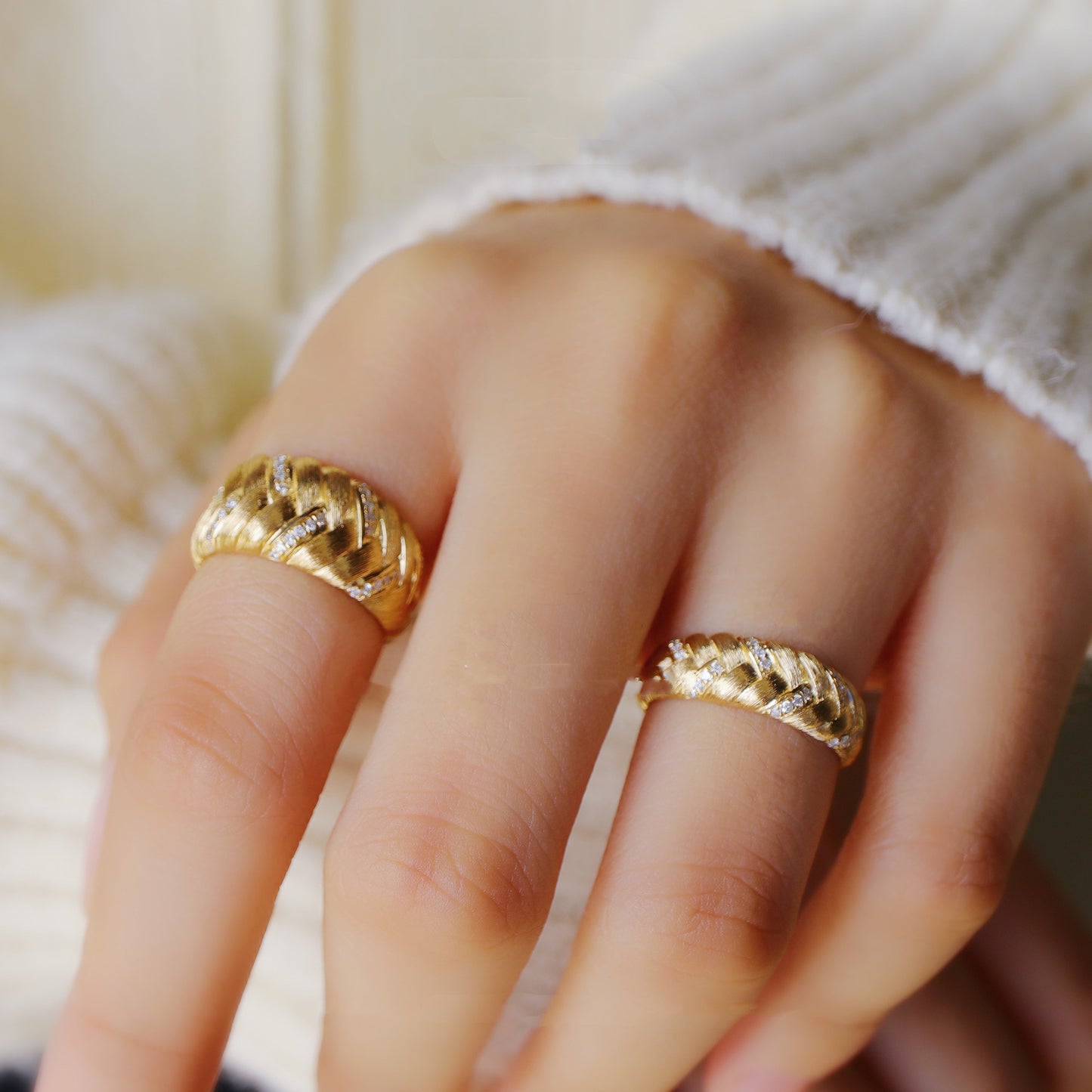 Twist Diamond Brushed Ring