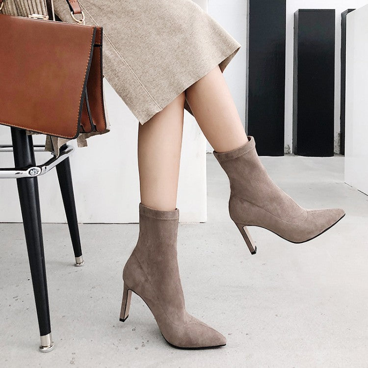 Pointed Toe High Heel Boots