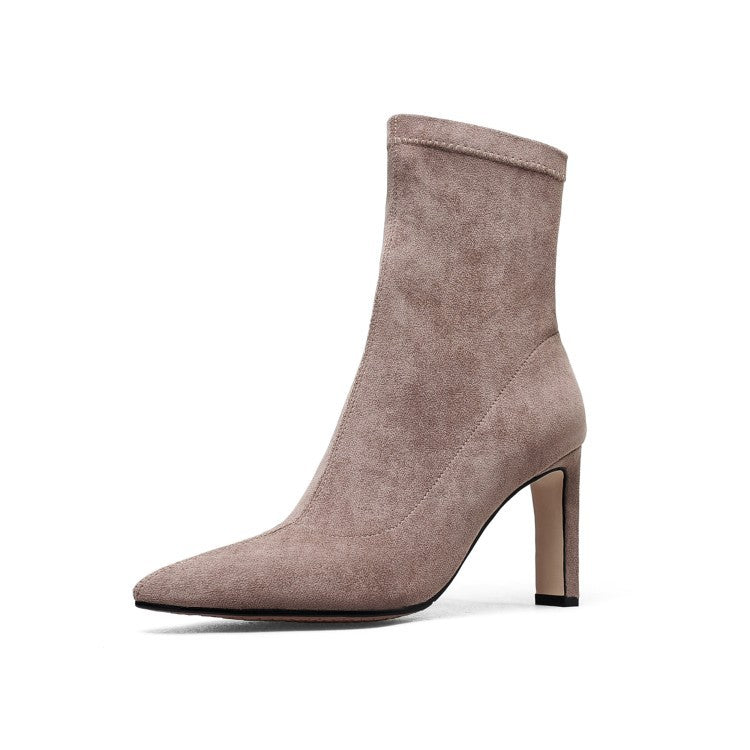 Pointed Toe High Heel Boots