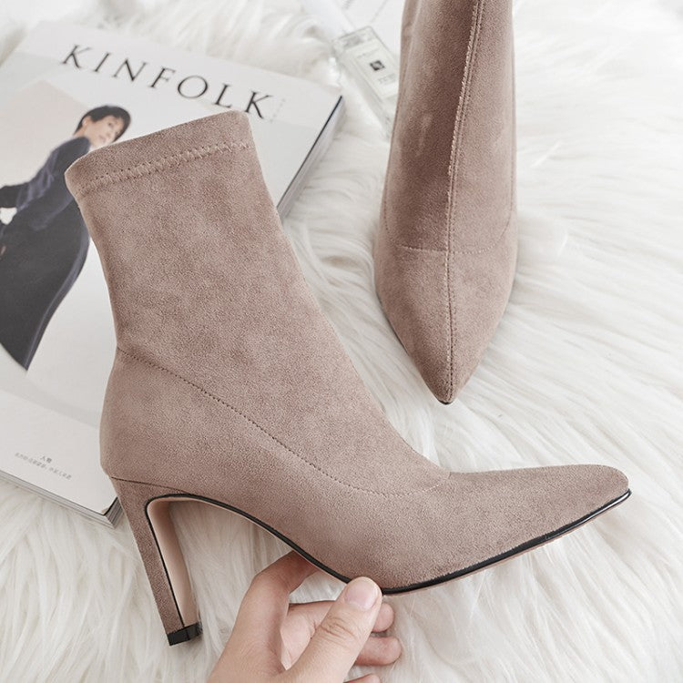 Pointed Toe High Heel Boots