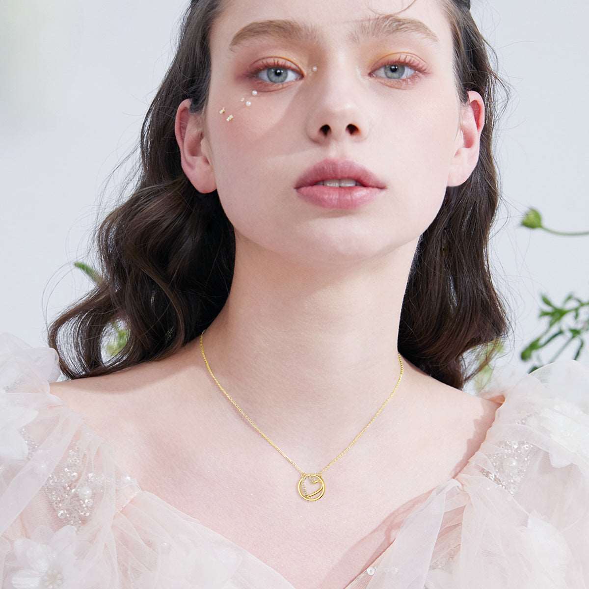 14K Gold Heart Necklace with 5A Cubic Zirconia