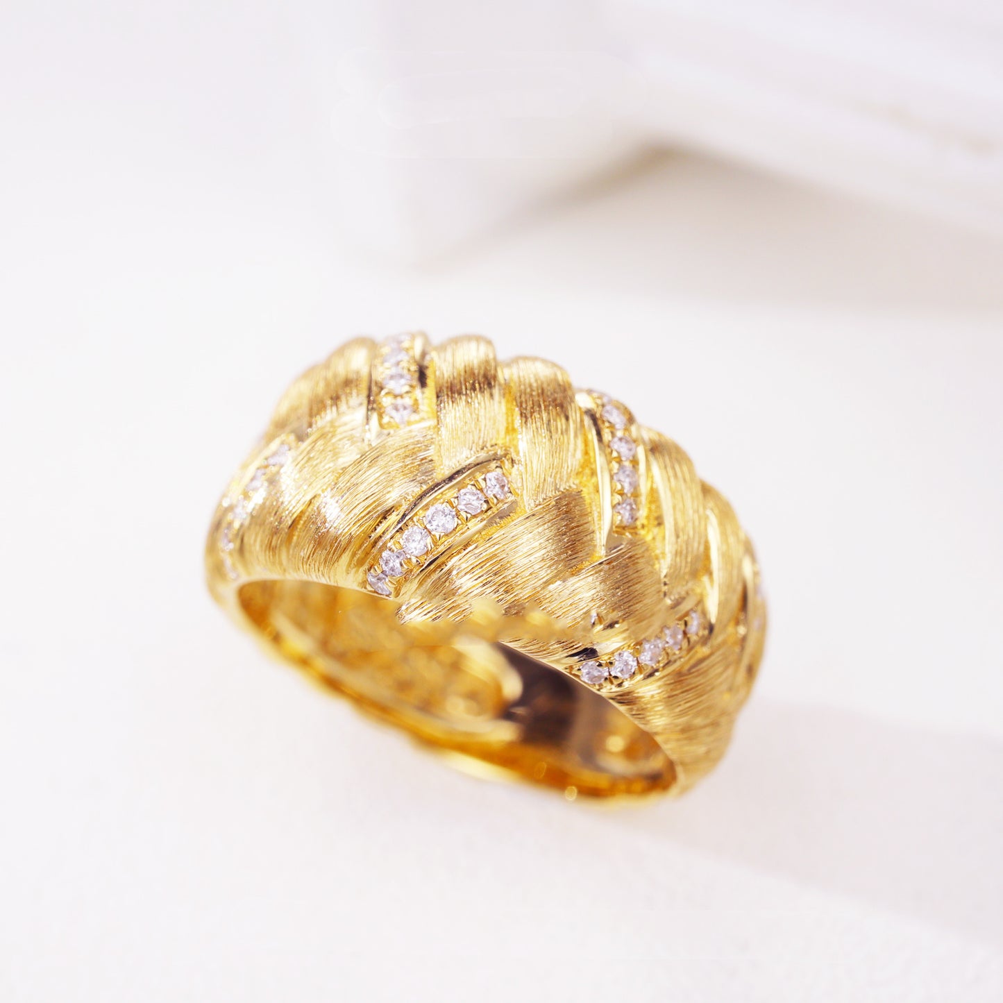 Twist Diamond Brushed Ring