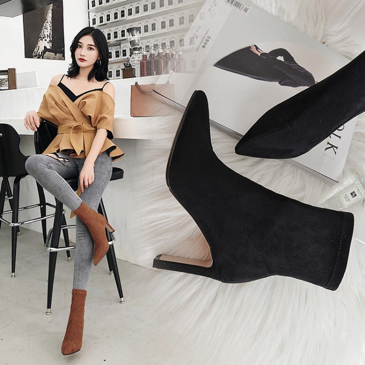 Pointed Toe High Heel Boots