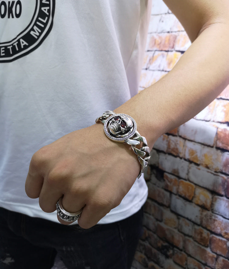 Sterling Silver Ornament S925 Hipster Bracelet for Men