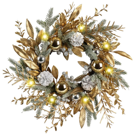 20 Inch Christmas Door Decoration Garland With Lights