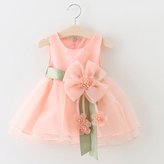 Foreign children 2021 new summer sleeveless dress baby girls gauze princess dress baby Korean clothing
