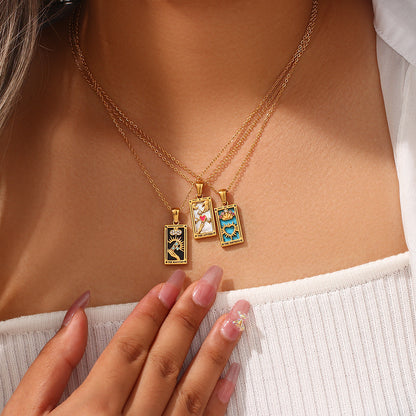Rectangular Oil Drip Tarot Pendant