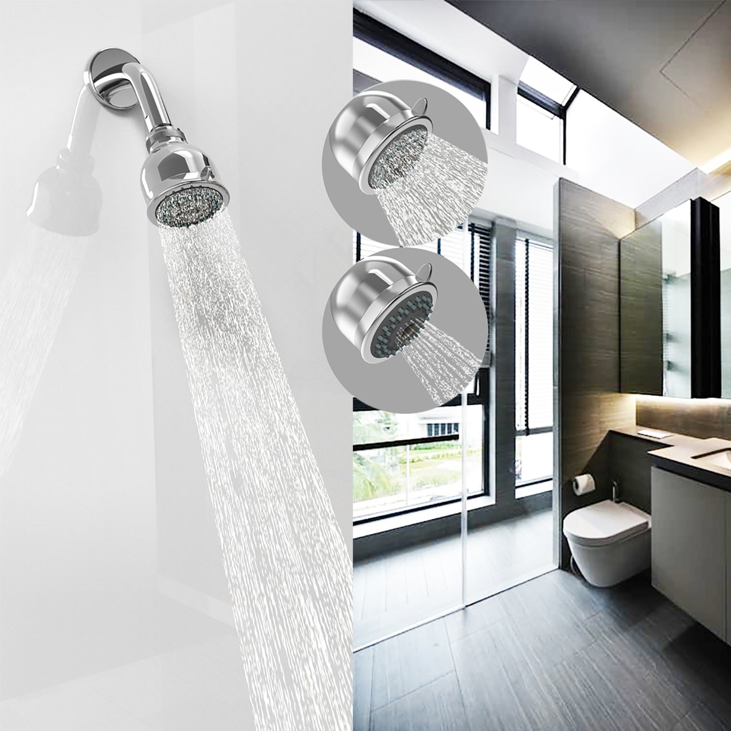Wall-Mounted Adjustable Shower Head with 2-Spray Settings