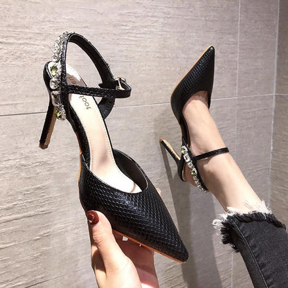 Snake Pattern Pointed Toe Sandals