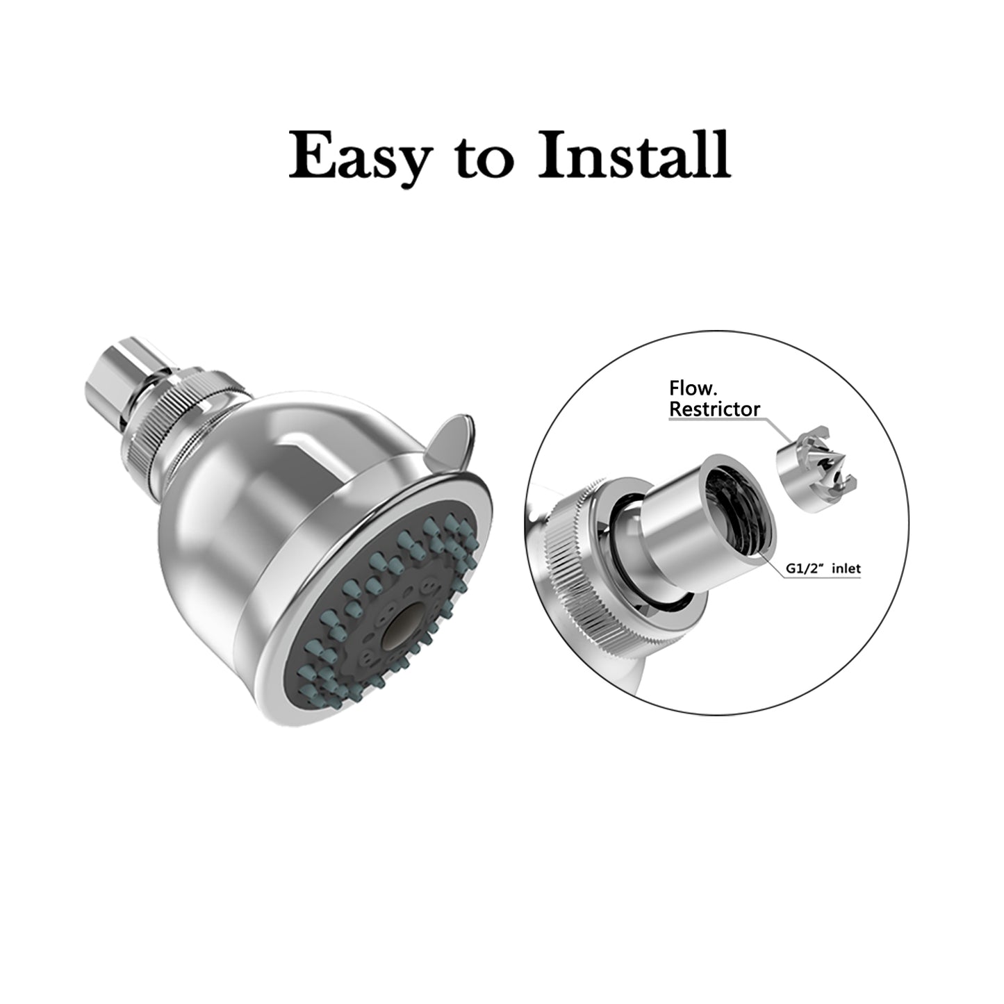 Wall-Mounted Adjustable Shower Head with 2-Spray Settings