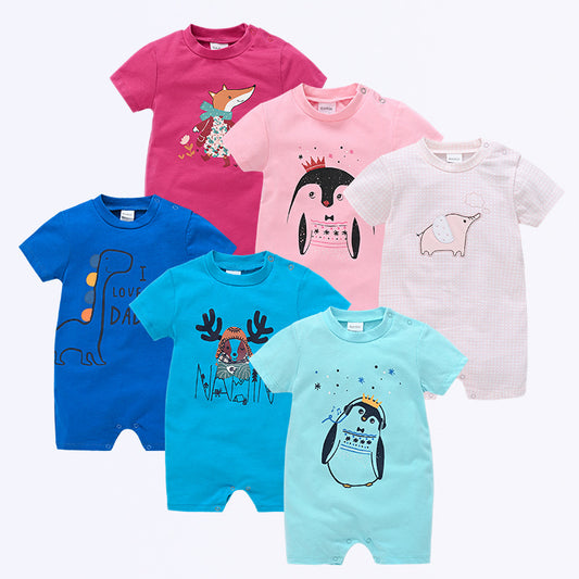Male cartoon cotton romper baby jumpsuit summer children's clothing