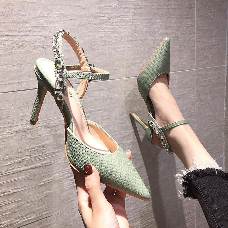Snake Pattern Pointed Toe Sandals