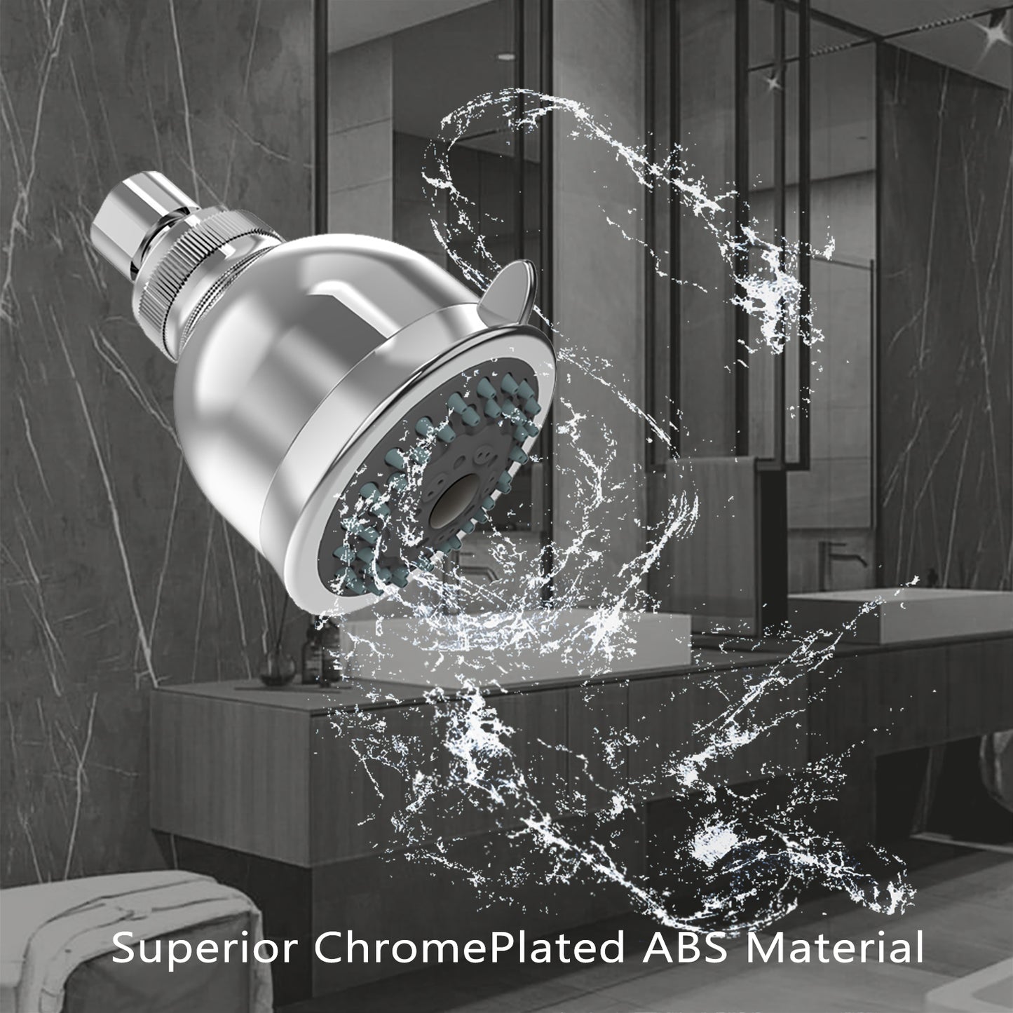 Wall-Mounted Adjustable Shower Head with 2-Spray Settings