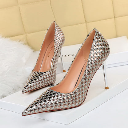 Women's Shiny  Sequin Leather Stiletto Heels