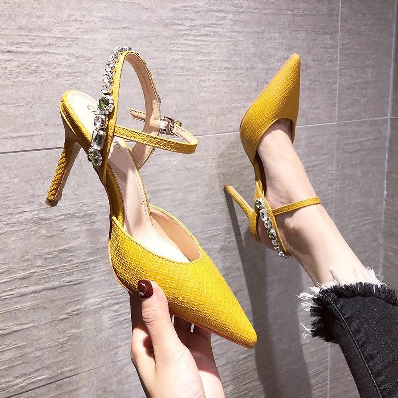 Snake Pattern Pointed Toe Sandals