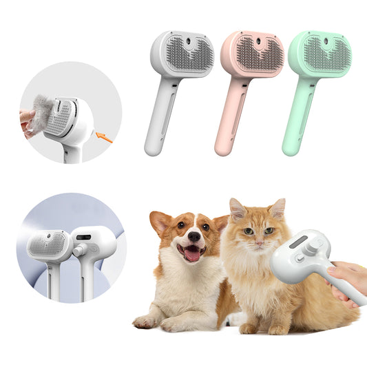 Pets' Hair Remover Brush for Grooming with Built-in Mist Humidifier