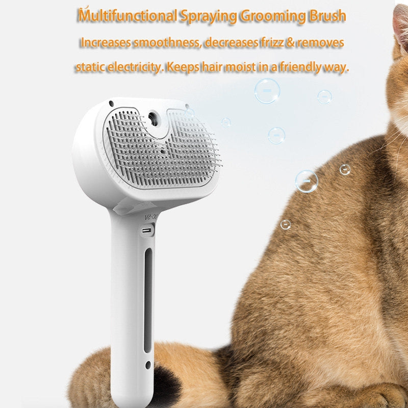 Pets' Hair Remover Brush for Grooming with Built-in Mist Humidifier
