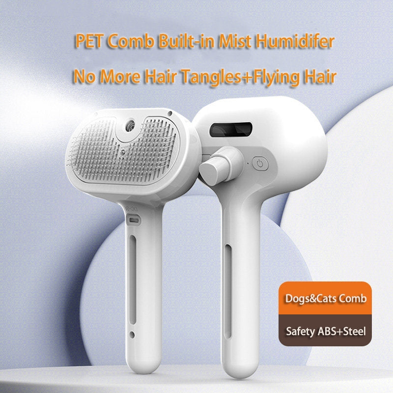Pets' Hair Remover Brush for Grooming with Built-in Mist Humidifier